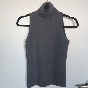 Per Se Gray Cashmere Turtle Neck Tank